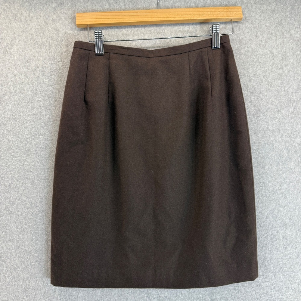 Harve Benard Size 6 Petite 6P Chocolate‎ Brown Wool Skirt Career Pencil Academia